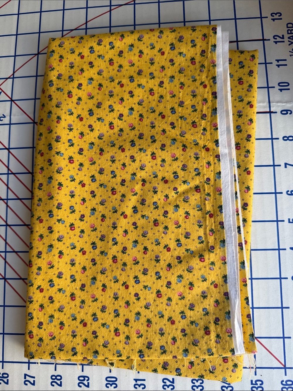 Henry Glass Ditsy Floral Cotton Fabric 1+ Yard Mustard Yellow Country Quilt